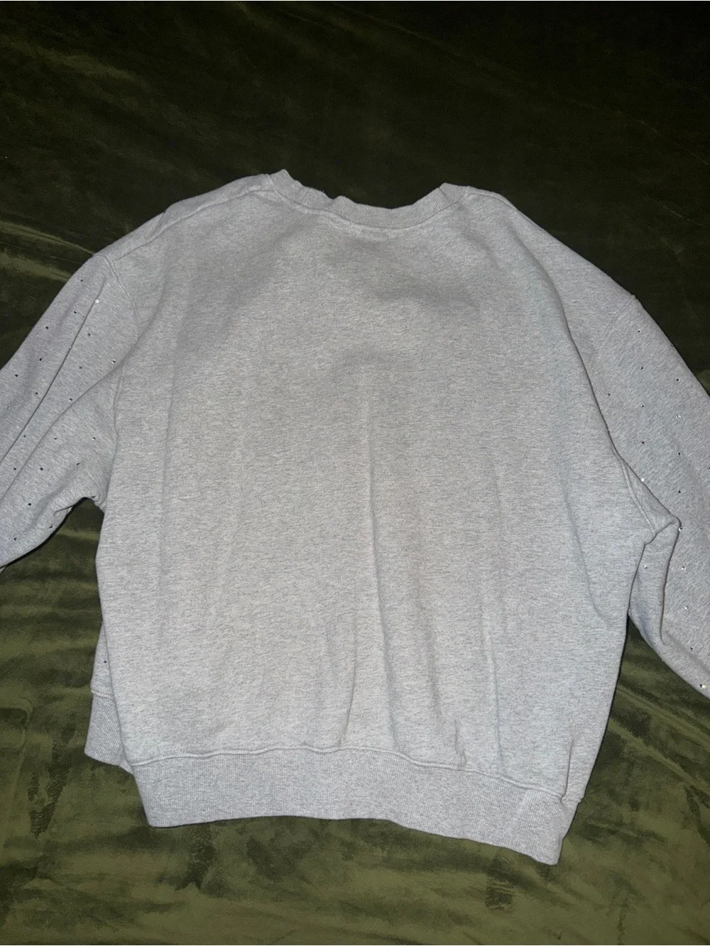 Good American Light Grey Crystal-Embellished Sweatshirt